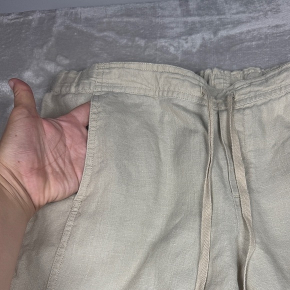 J.Jill Love Linen 100% Linen Cream Drawstring Wide Leg Casual Pants Size Medium - Picture 3 of 16